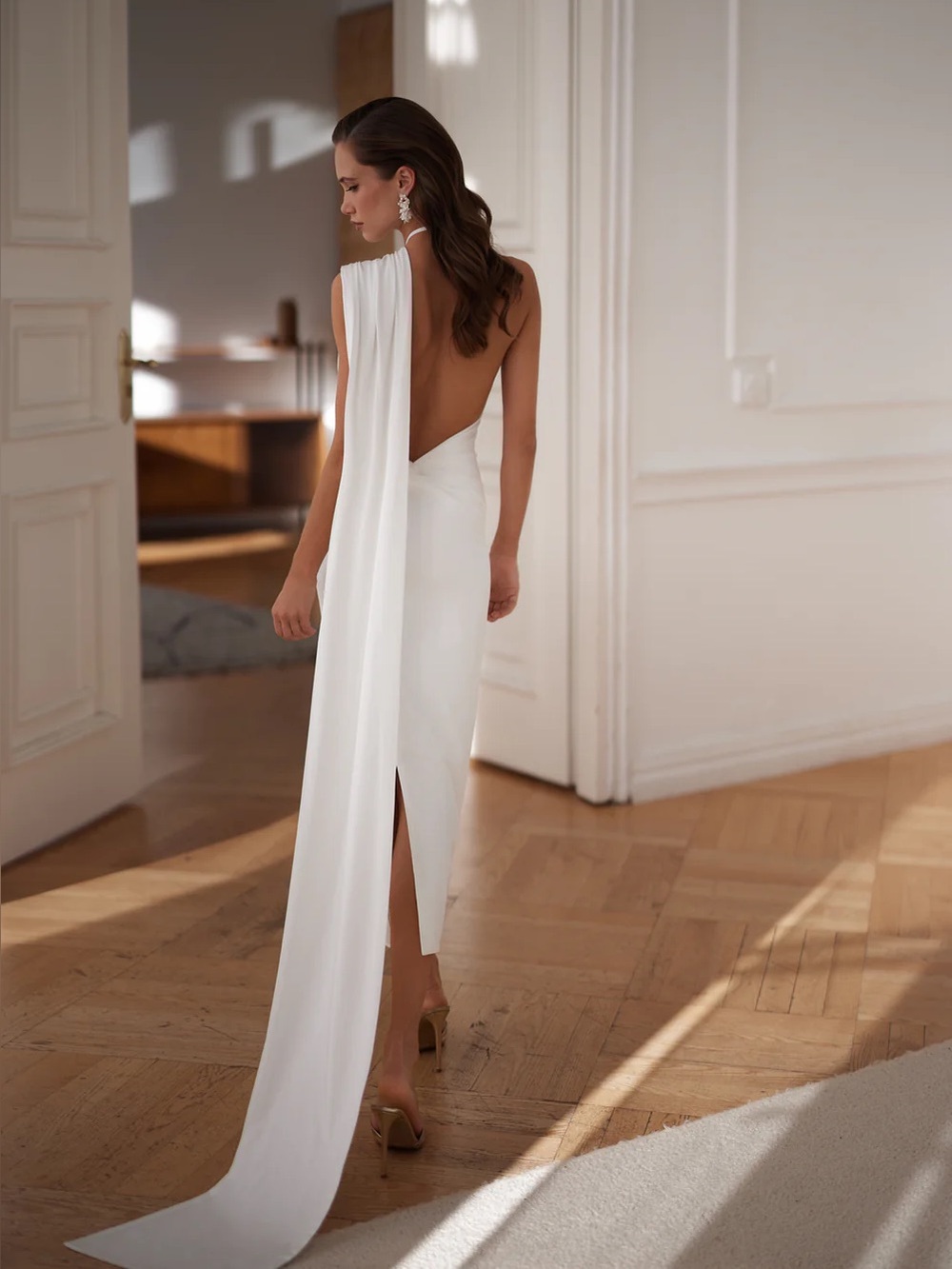Alamour The Label NWT White One-Shoulder Draped Midi Dress